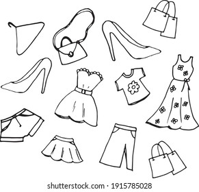 Set Doodle Woman Clothing Isolated On Stock Vector (Royalty Free ...