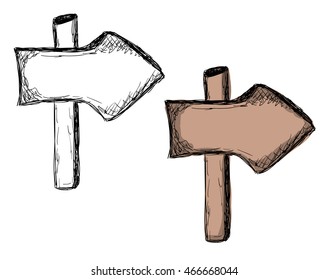 Set of doodle wooden sign boards .Vector illustration isolated on white. Hand drawn sketch of signs.