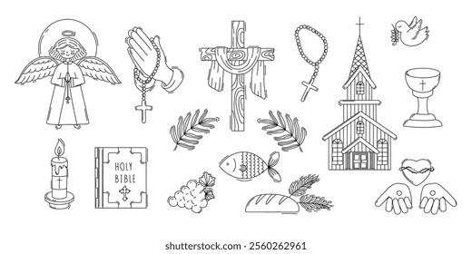 Set of Doodles Christian religion Vector Illustration