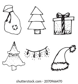 set of doodles christmas attributes