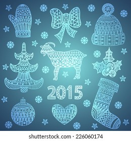 Set of doodles element for Christmas design (hand draw ornament)