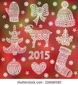Set of doodles element for Christmas design (hand draw ornament)