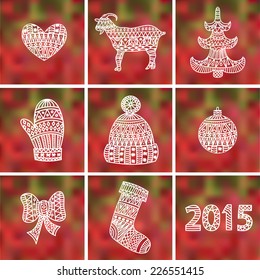 Set of doodles element for Christmas design (hand draw ornament)