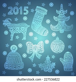 Set of doodles element for Christmas design (hand draw ornament)