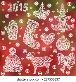 Set of doodles element for Christmas design (hand draw ornament)