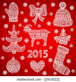 Set of doodles element for Christmas design (hand draw ornament)