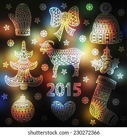 Set of doodles element for Christmas design (hand draw ornament)