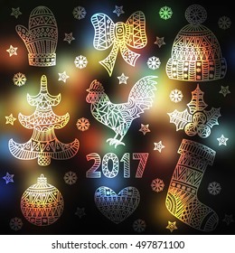 Set of doodles element for Christmas design (hand draw ornament)