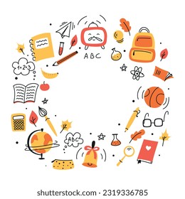 : set of doodles elements for school, doodle school, school theme, school doodles, inscription in a notebook, training, lessons, time for training, set of education icons
