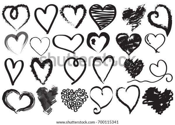 Set Doodles Hearts Grunge Stamps Collection Stock Vector (Royalty Free ...