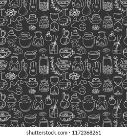 A set of doodles on the theme of Ayurveda. seamless pattern.