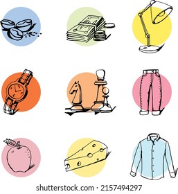 Set of doodles on the theme of lifestyle. Vector sketch elements