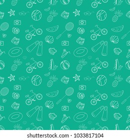 A set of doodles on the theme of summer sports and the beach.