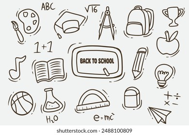 set of doodles school good for wallpaper, background, education, icons, element design