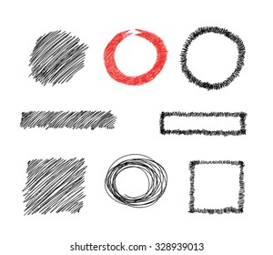 Set of doodles sketchy frames and backgrounds - Hand drawn vector clip art collection. Graphic circle and square frames, ribbons. Back to School concept. Graphic design elements. Eps 10.