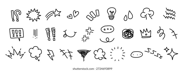 ein Satz von Doodles mit verschiedenen Formen handgezeichnete Cartoon