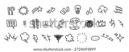a set of doodles with various shapes hand drawn cartoon