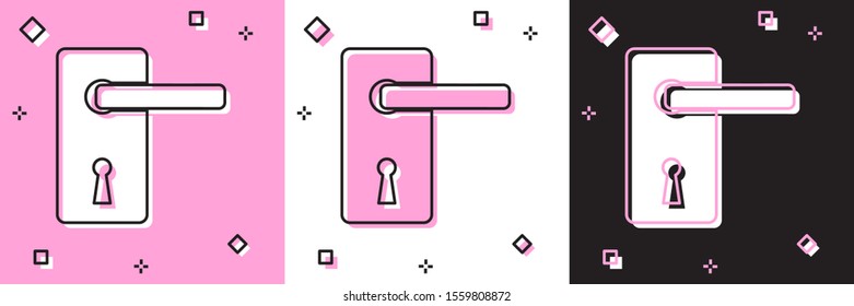 Set Door handle icon isolated on pink and white, black background. Door lock sign.  Vector Illustration