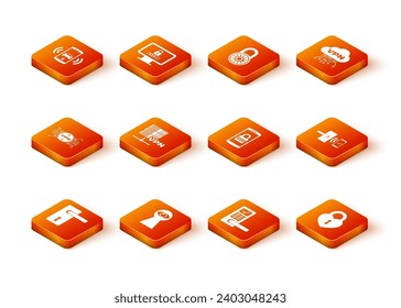 Mango de puerta ajustada, agujero de llave con ojo, circuito de microchip VPN, servidor, inalámbrico de cerradura de puerta digital e icono de contraseña móvil. Vector