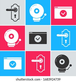 Set Door handle , Ringing alarm bell  and Secure your site with HTTPS, SSL icon. Vector