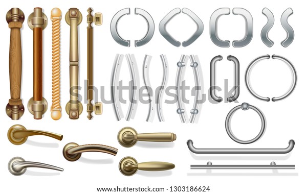 Set Door Handles Doors Different Types Stock Vector Royalty