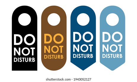 El colgador de la puerta con no perturba el texto de la habitación del hotel, la información de la manija de la puerta aislada en el fondo blanco. ilustración vectorial