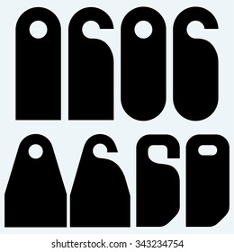 Set door hanger. Isolated on blue background. Vector silhouettes