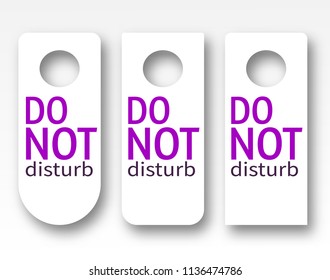 A set of door hangers with the inscription do not disturb. Vector illustration