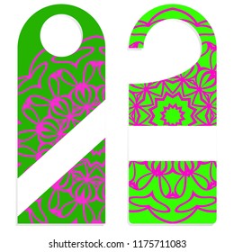 set of door hangers isolated on white background. Design with floral mandala ornament. Vector illustration.