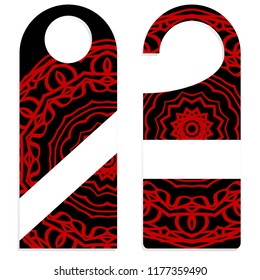 Set of door hangers isolated on white background. Door hanger with floral mandala ornament. Vector illustration