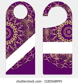 set of door hangers isolated on white background. Design with floral mandala ornament