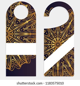 Set of door hangers isolated on white background. Door hanger with floral mandala ornament. Vector illustration.
