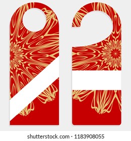 set of door hangers isolated on white background. Design with floral mandala ornament