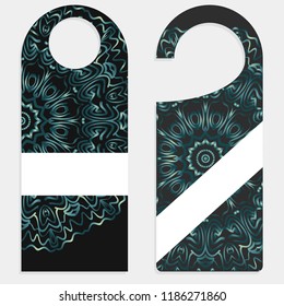 set of door hangers isolated on white background. Door hanger with floral mandala ornament.