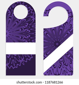 set of door hangers isolated on white background. Design with floral mandala ornament