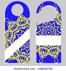 set of door hangers isolated on white background. Design with floral mandala ornament. Vector illustration.