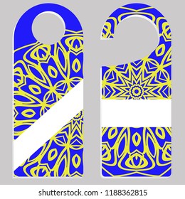 set of door hangers isolated on white background. Design with floral mandala ornament. Vector illustration.