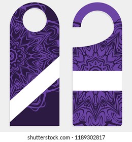 set of door hangers isolated on white background. Design with floral mandala ornament
