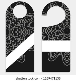 set of door hangers isolated on white background. Design with floral mandala ornament