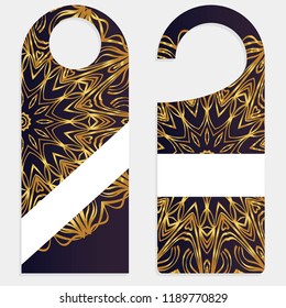 set of door hangers isolated on white background. Door hanger with floral mandala ornament.