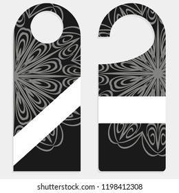 Set of door hangers isolated on white background. Door hanger with floral mandala ornament. Vector illustration.