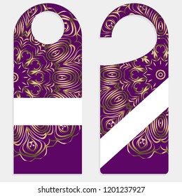 Set of door hangers isolated on white background. Door hanger with floral mandala ornament. Vector illustration.