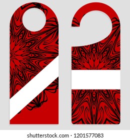 set of door hangers isolated on white background. Door hanger with floral mandala ornament.