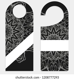 set of door hangers isolated on white background. Door hanger with floral mandala ornament.
