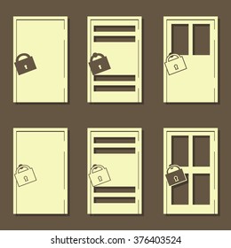 Set of door icon. Vector illustration