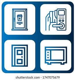 Juego de iconos de puerta. Como Puertas, Llave, Microondas, iconos de puerta