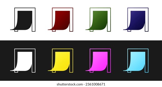 Set Door for pet icon isolated on black and white background.  Vector