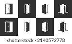 Set of door vector logo design on black and white background.