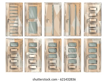 set of door4 isolated on white background