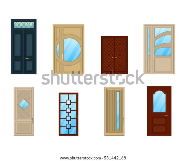Set Doors Glass Windows Design Interior Stock Vector Royalty Free